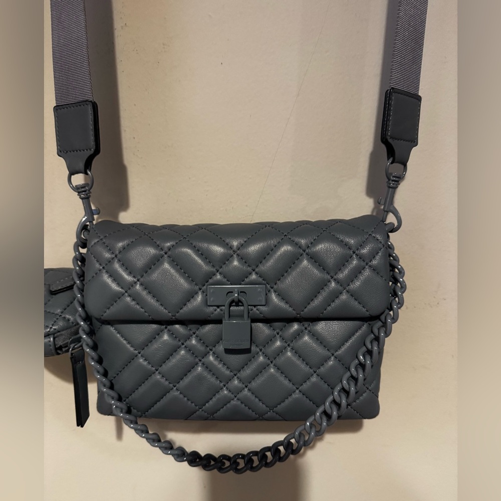 Kurt Geiger London Crossbody Brixton Quilted Mini Drench Shoulder Bag grey - Picture 3 of 12